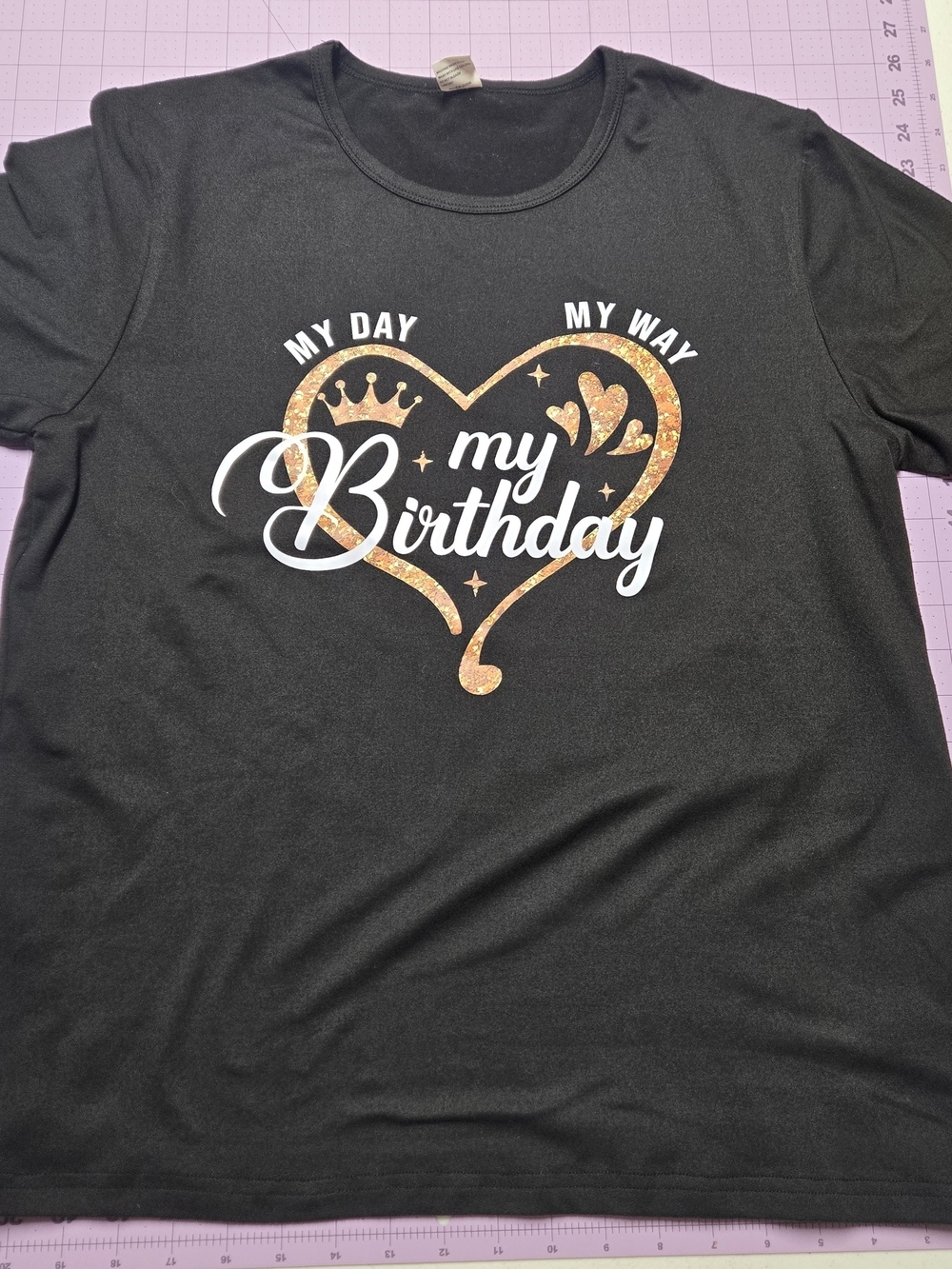 My Day My Way My Birthday Graphic Tee Women's XL Black Stretch Shirt